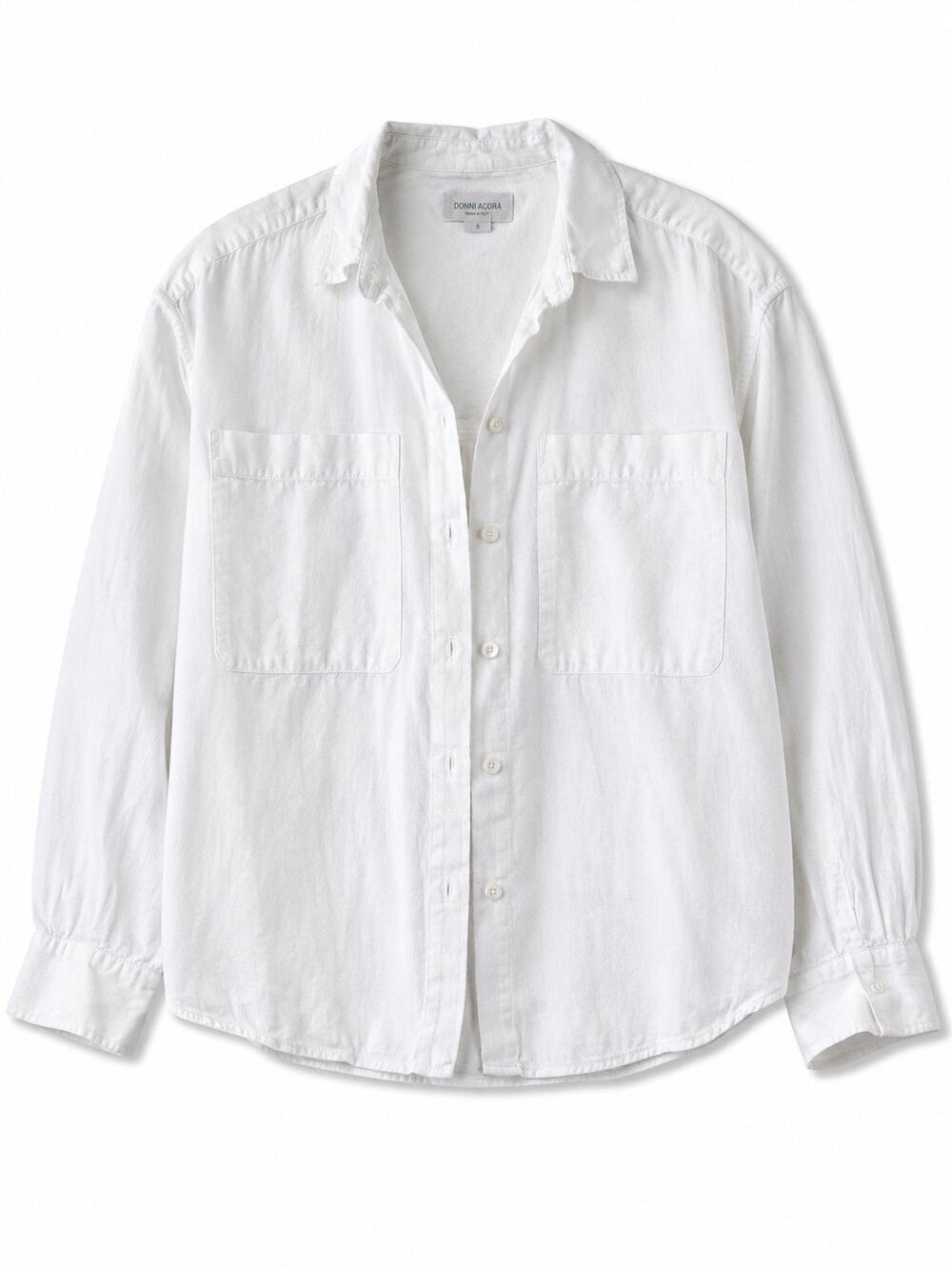 Cynthia Rowley White 100% Linen Button Up Shirt Women Small Long Sleeve Top - Picture 1 of 6